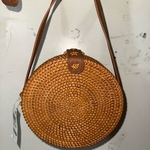 Brown Woven Round Bag